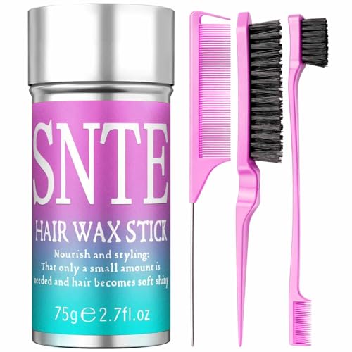 Hair Wax Stick & Brush Set for Sleek Styles - 12H Hold