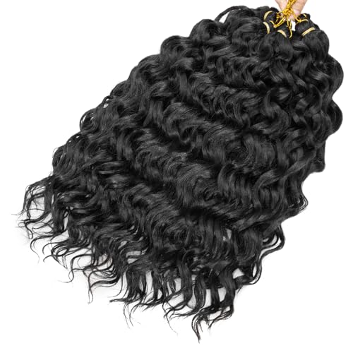 Curly Crochet Hair For Black Women Ocean Wave Crochet Hair Hawaii Deep Wave Braiding Hair Synthetic Bohemian Crochet Braid Water Wave Crochet hair Extensions(Pack of 2, 350#)