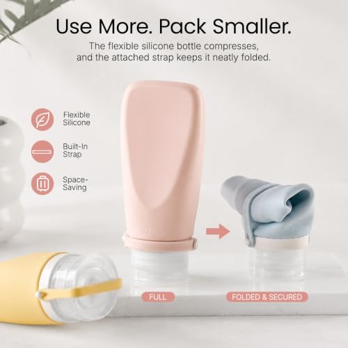 Cryslora Silicone Travel Bottle Set TSA Approved - Blue, Yellow, Pink