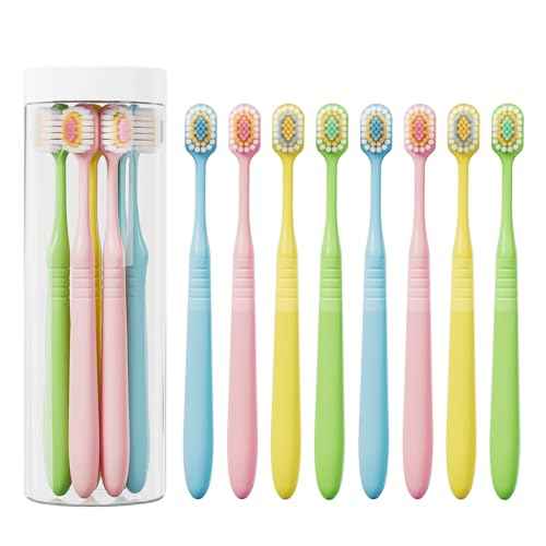 Extra Soft Toothbrushes for Adults Sensitive Gums Teeth Manual Toothbrushes Multicolor Wider Toothbrush Head Saves Brush Teeth Time 8 Pack for Family Pregnant Women Elderly