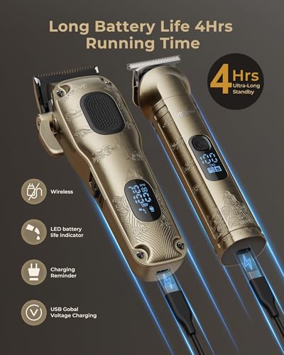 VGRPRO Professional Cordless Hair Clipper Kit with Trimmer