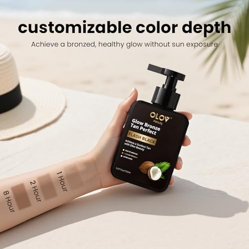 Self Tanning Lotion -Self Tanner with Shea Butter and Coconut Oil Natural Ingredients for Sensitive Skin Sunless&Moisturising Customisable Medium Dark Fake Tan (5.07 fl oz)