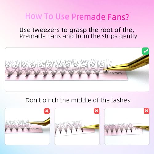 4D Pre-Made Volume Lash Fans 0.07 C Mix 8-15mm