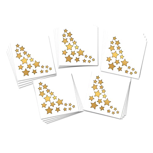 Metallic Gold Star Temporary Tattoos - 20 or 48 Pack