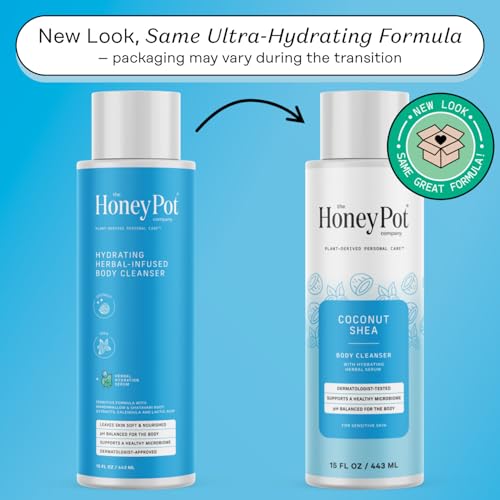 The Honey Pot Company - Body Wash for Women - Coconut Shea Hydrating Body Cleanser - Moisturize & Cleanse Skin - Free of Parabens & Sulfates - 15 Fl. Oz