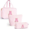 Personalized Initial Cosmetic Bag Set - Travel Makeup Organizer