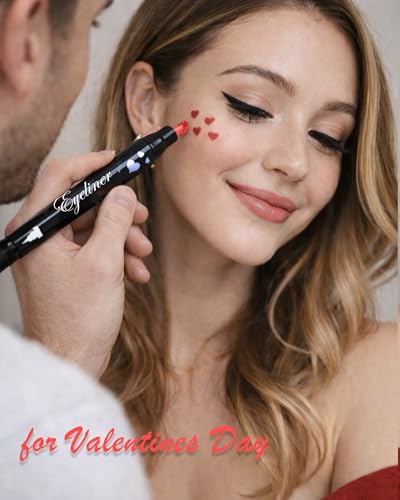 Dual-Ended Heart Stamp Eyeliner - Waterproof Liquid Liner 2Pc