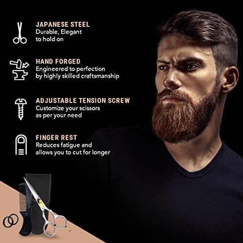 Ontaki 5.5" Japanese Steel Beard & Mustache Scissors