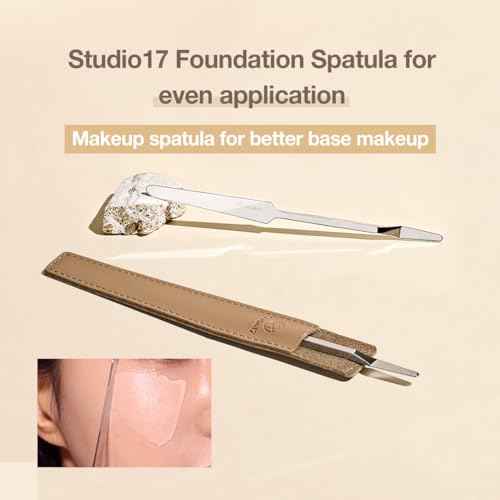 Foundation Spatula Made of Stainless Steel | Professional Makeup Spatula for Even Application of Foundation | Double Edged Spatula for Small Area of Face | Pouch Included for Clean Storage