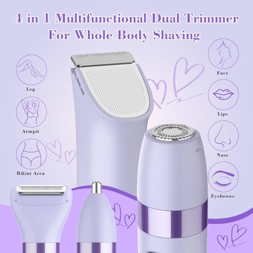 4-in-1 Women's Electric Razor | Dual-Head Waterproof Trimmer