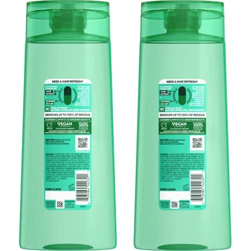 Garnier Fructis Pure Clean Purifying Shampoo, Silicone-Free, 22 Fl Oz, 2 Count (Packaging May Vary) (Pack of 2)