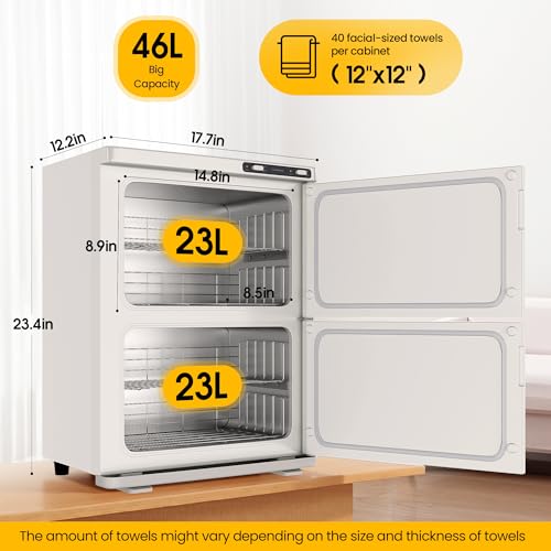 SalonDepot 46L Hot Towel Warmer with Double Cabinets
