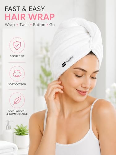 Cotton Hair Towel Wrap 3-Pack, Quick Dry Hair Turban for Women