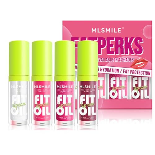 4-Piece Plumping Lip Oil Set - 12Hr Hydrating High Shine