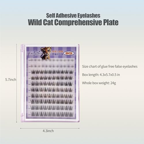 120 Pcs Self Adhesive Eyelashes Asian lashes Extension 11-13mm DIY Eyelashes No Glue with Tweezers Gift for Women International Students(D 11-13mm+lower eyelashes)