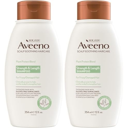 Aveeno Plant Protein Blend Shampoo for Strong Healthy-Looking Hair,12 fl oz,(Pack of 2)