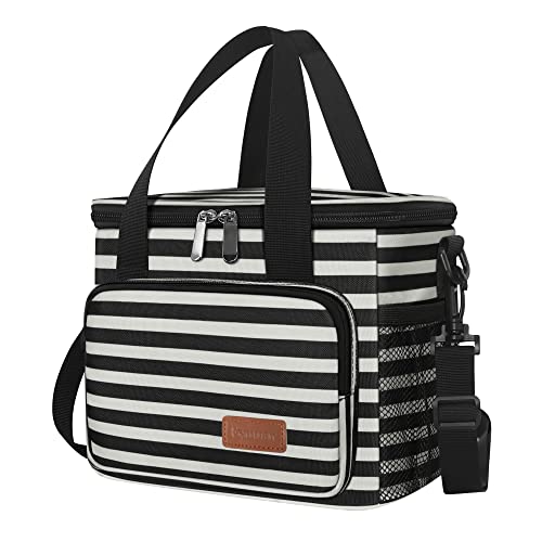 Femuar Lunch Bags for Women/Men, Insulated Lunch Bag for Work Office Picnic - Lunch Cooler Bag Leakproof Lunch Box with Adjustable Shoulder Strap - Stripe