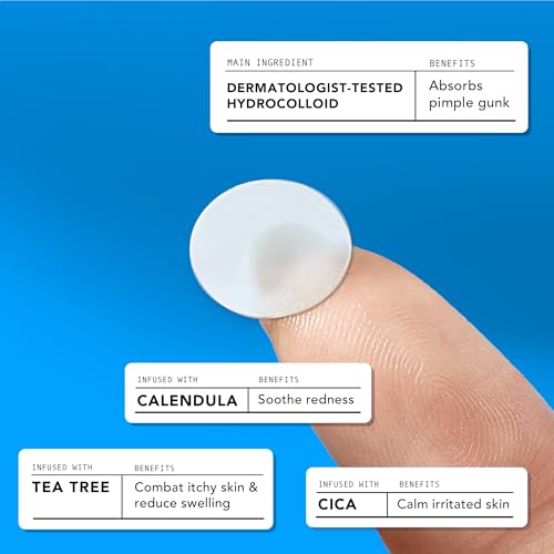 AVARELLE Pimple Patches Hydrocolloid Acne Patches, Acne Spot Treatment for Blemishes and Zit with Tea Tree Oil, Calendula Oil and Cica Oil for Face, Vegan, Cruelty Free (8 XL + Fit + 80 CT)