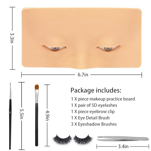 3D Eye Makeup Practice Board - Reusable Silicone Face Mannequin for Beginners to Practice Eyesmakeup Kit (White)