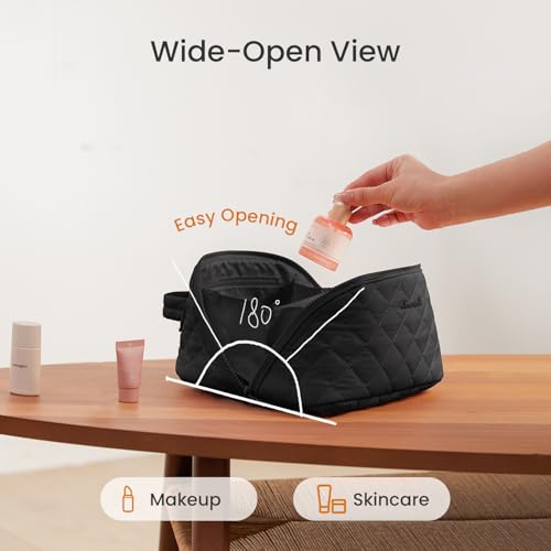LOVEVOOK Travel Makeup Bag 2-Pc Set, Waterproof Puffer Organizer