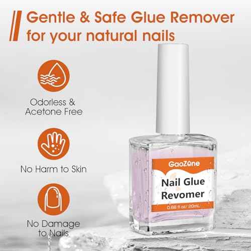Gel Nail Glue Remover for Nails - Press On Nail Remover Easy Removal Debonder for Glue on Nail Tips, Remove for Fake Nails Tips Solid Glue, 2Pack, 1.35 fl oz/ 40 ml