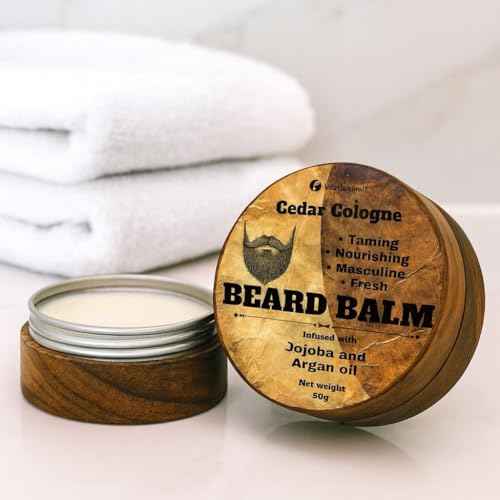 Beard Balm for Men, Cologne Scented with Shea Butter, Jojoba and Argan Oil, Nourishing and Taming Formula, 50g