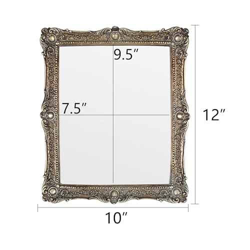 Antique Gold Wall Mirror 12 x 10 Inches - Freestanding or Wall Mount Decor