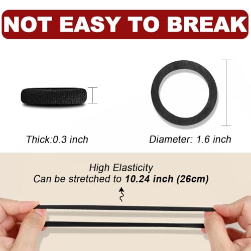 IKOCO 150pcs Black Hair Ties for Women | No Damage Cotton Ponytail Holders