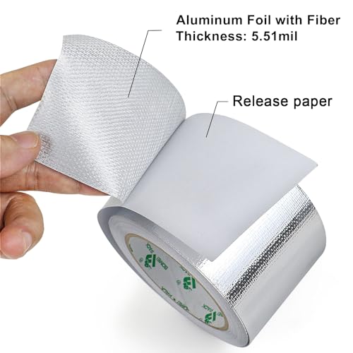 BOMEI PACK Aluminum Foil Heat Shield Tape 3in x 66ft High Temp Reflective Insulation