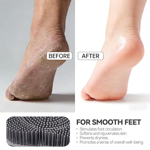 ozner Silicone Shower Foot Scrubber Mat,Back Washer Bath Wash Pad Exfoliating & Massage, Wall Mounted Slip Strong Suction Cups for Use in Cleaner Men and Women (Grey)