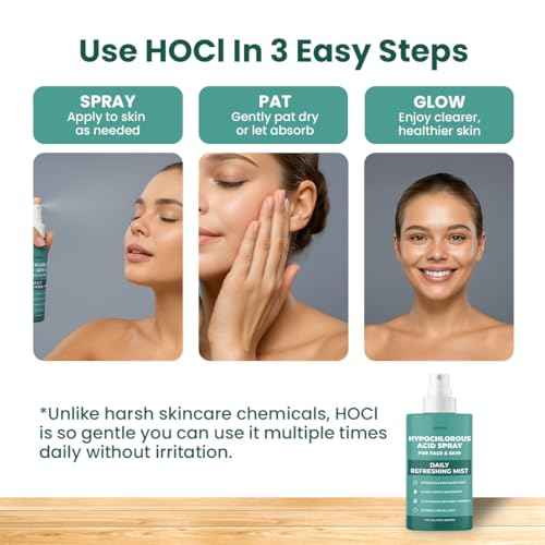 Hypochlorous Acid Spray for face (8 oz) - Face Spray for Acne, Hypochlorous Travel Size Gentle Facial & Skin Cleansing for Body, Back, Skin and Facial Cleaning & Repair - Made in USA