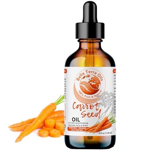 Bella Terra Oils - Organic Carrot Seed Oil 4oz - Celebrate the Nutrient-Rich Legacy of Organic Carrots, High in Vitamin K & Phytosterols, For a Supple & Radiant Appearance