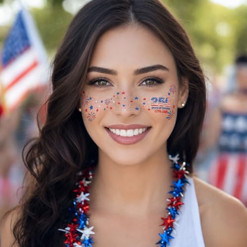 4th of July Face Tattoos - 30 Sheets Patriotic Red White Blue