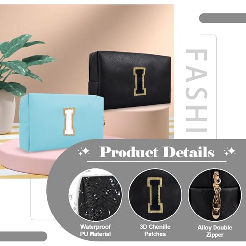 Personalized Chenille Letter Makeup Bag with Zipper