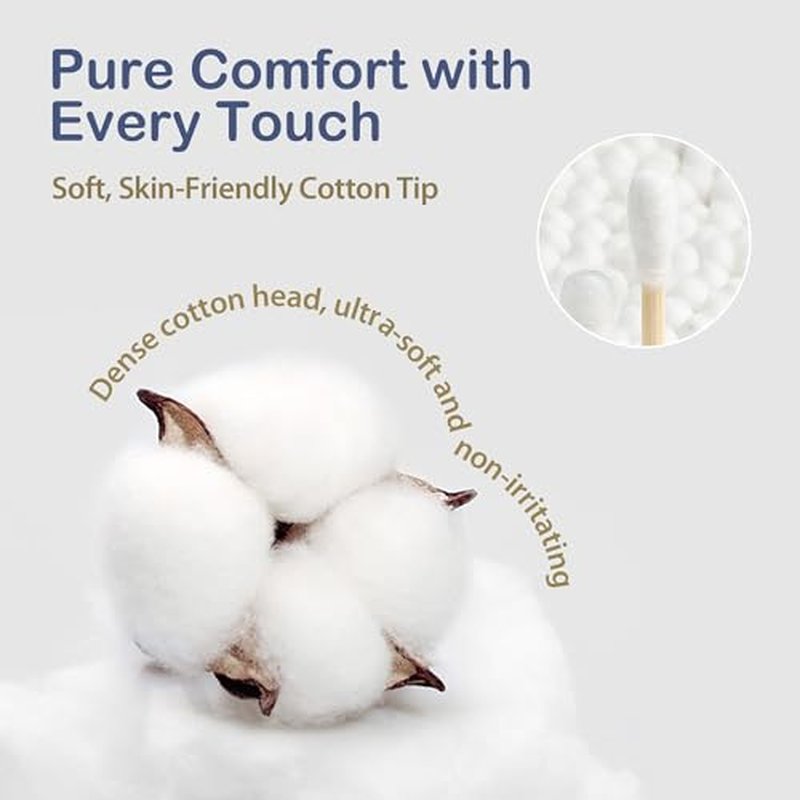 Biodegradable Cotton Swabs - Double-Tipped Bamboo & Cotton (1000 Ct)