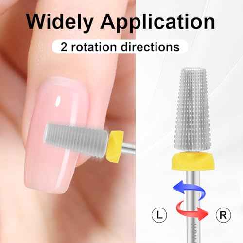 5 in 1 Nail Drill Bit, Tungsten Carbide Multi-Function Bit for Acrylic Nails, Hard Gels, Cuticles Removal, 3/32" Shank, Two-Way Rotation for Left & Right-Handed Use (XF Grit, SILVER)