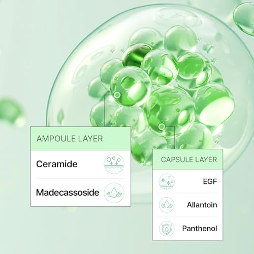 EGF Allantenol Repair Ampoule, Hydrating and Barrier Support, Centella Asiatica, Hyaluronic Acid & Ceramides, Soothing Ampoule for Sensitive Skin, Brightening Recovery Serum, 1.01 fl oz