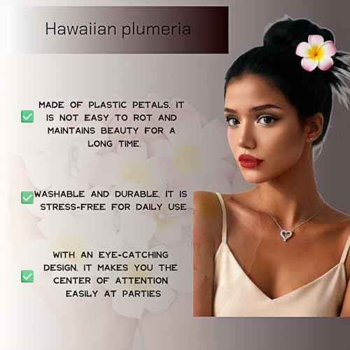 4 Pcs 7cm Hawaiian Frangipani Plumeria Foam Hair Clips, Head Flower Party Beach Hair Clips - White and Pink