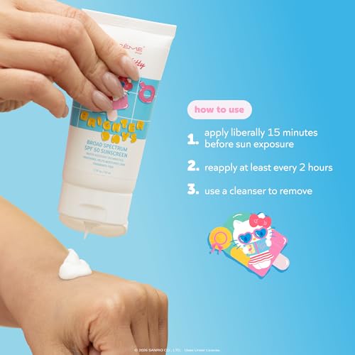 The Cr?me Shop x Hello Kitty Brighter Days Broad Spectrum SPF 50 Sunscreen for Face and Body- Moisturizing Formula, Water Resistant, No Fragrance, No White Cast, Korean Skin Care (1.69 fl oz)