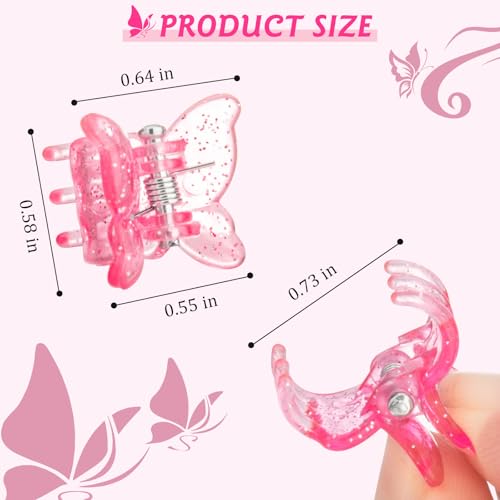 100 Mini Butterfly Hair Clips - Colorful Sparkly Claw Clips Set