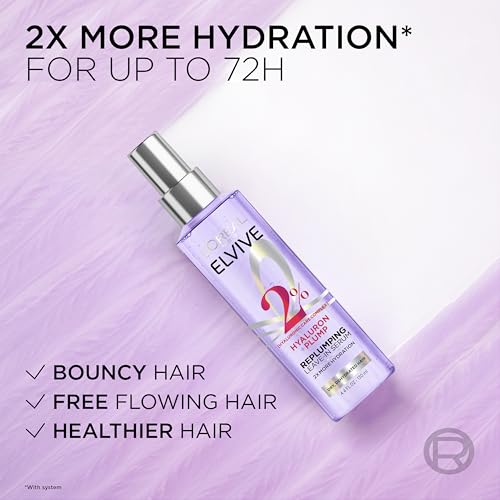 L'Oreal Elvive Hyaluron Plump Hair Serum - Hydrating Leave-In Treatment, 4.4 Fl Oz