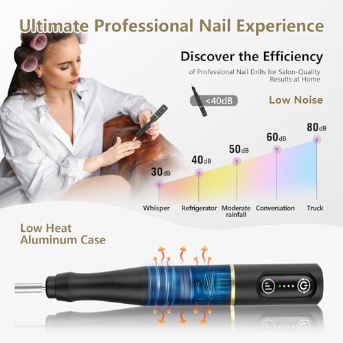TUOBEO Cordless Nail Drill Kit - Rechargeable Efile for Manicure & Pedicure