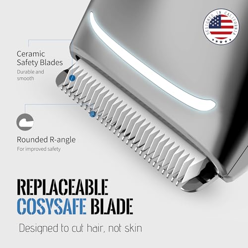 Manscape Groin & Body Hair Trimmer for Men, Electric Ball Shaver & Pubic Grooming Kit, LED Light, IPX7 Waterproof Wet/Dry Groomer, Rechargeable Manscaper with Ceramic Blades (Gold)