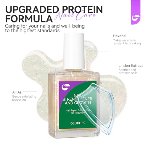 Gelike Ec Glitter Nail Polish Strengthener & Growth Treatment for Damaged Nails