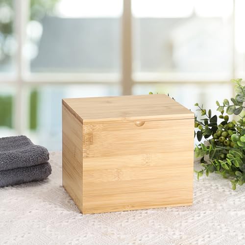 Bamboo Face Towel Holder with Lid - Bathroom Storage Box