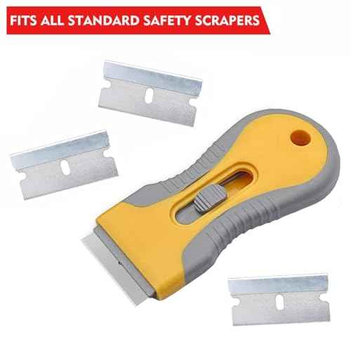 Great Andrew Single Edge Razor Blades, 100 Pack Straight Edge Razor Blade, Safety Blade Refills, Blade Scraper for Box Cutting, Crafts, DIY, Heavy Duty & Industrial Use