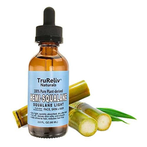 HemiSqualane 100% Pure Plant Derived, Very Light Dry Oil 2 Fl Oz, All Natural Moisturizes Hydrates Face Skin Body Hair for All Skin Types