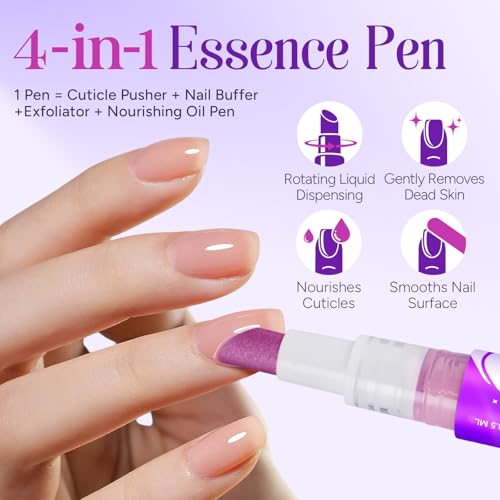 4-in-1 Cuticle Pusher & Oil Pen for Nail Care - Moisturize & Strengthen