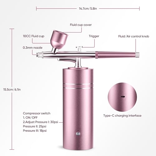 Lussmioe 30PSI Cordless Airbrush Kit with Compressor