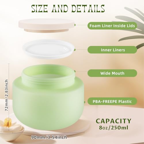 6Pcs 8oz Empty Plastic Jars Wide Mouth Cosmetic Containers